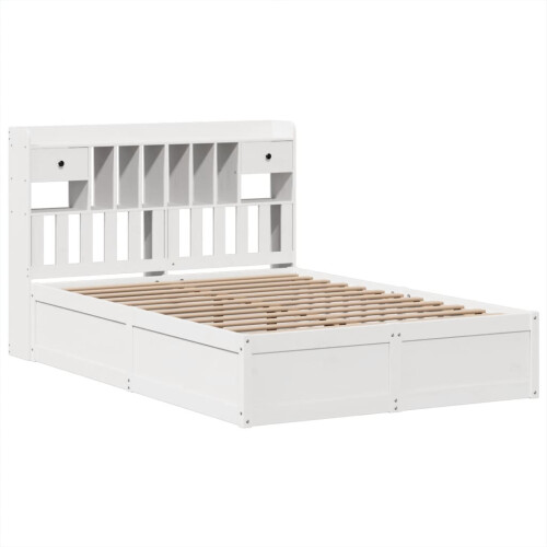 VidaXL (white, 140 x 190 cm) vidaXL Bed Frame without Mattress Solid Wood Pine 2