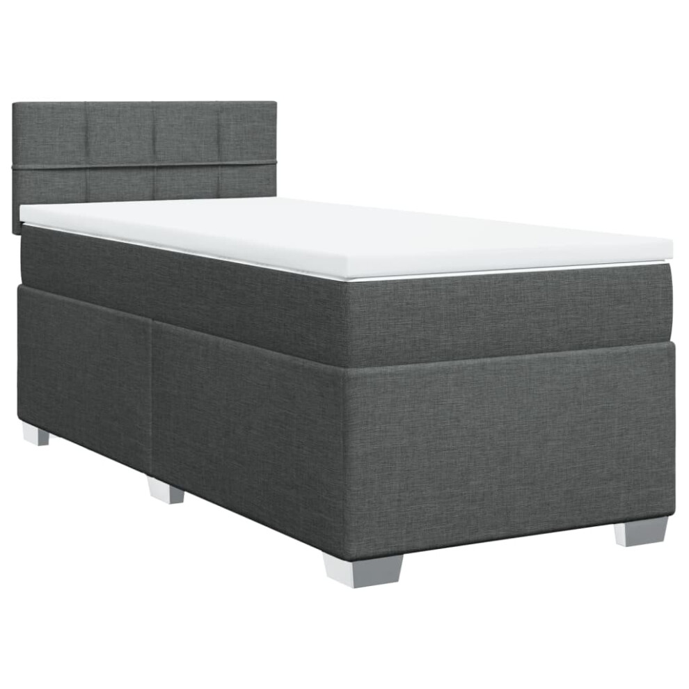 vidaXL Box Spring Bed with Mattress Home Bed Frame Dark Grey 100x200 cm Fabric