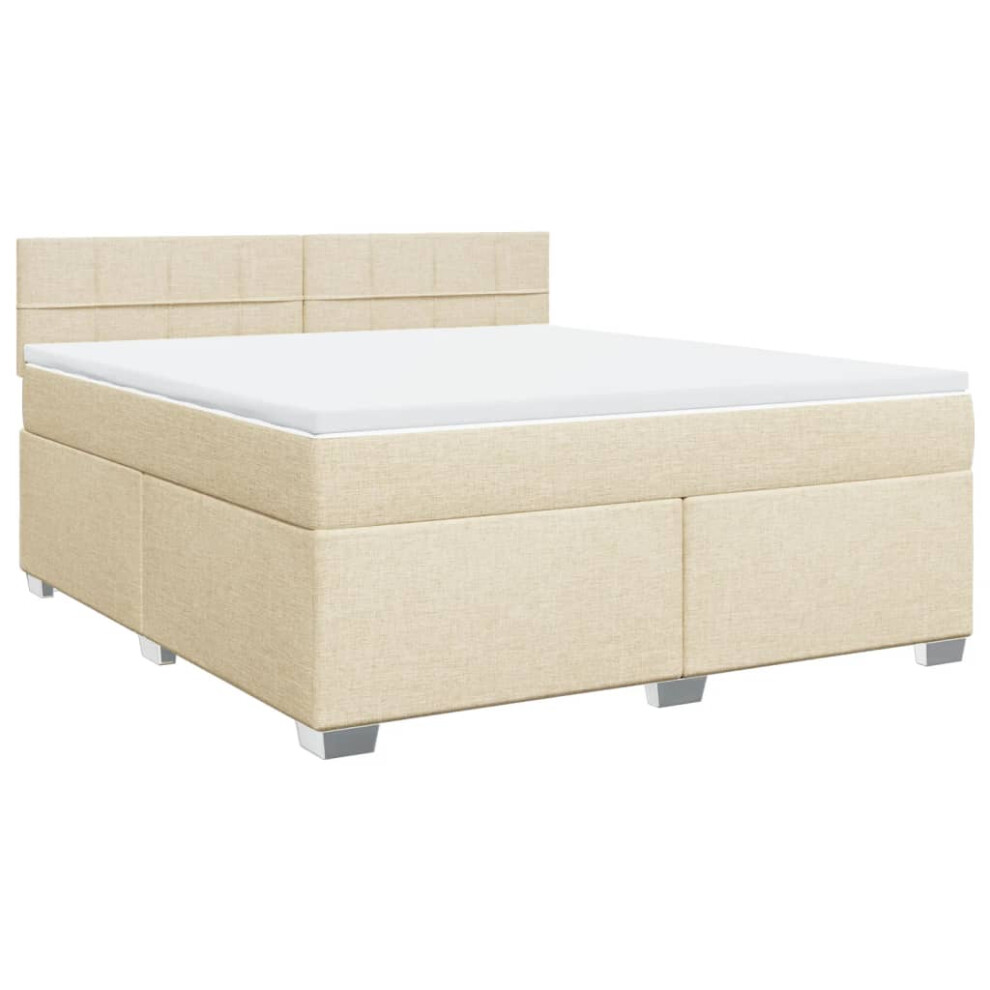 vidaXL Box Spring Bed with Mattress Bed Frame Bedstead Cream 180x200 cm Fabric