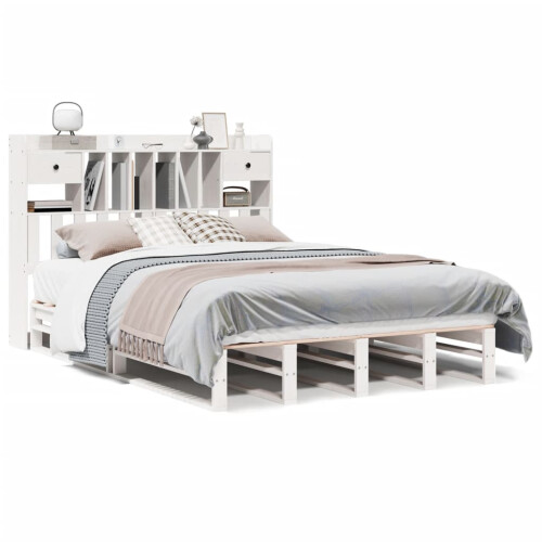 VidaXL (white, 150 x 200 cm) vidaXL Bookcase Bed without Mattress Bed Solid Wood Pine
