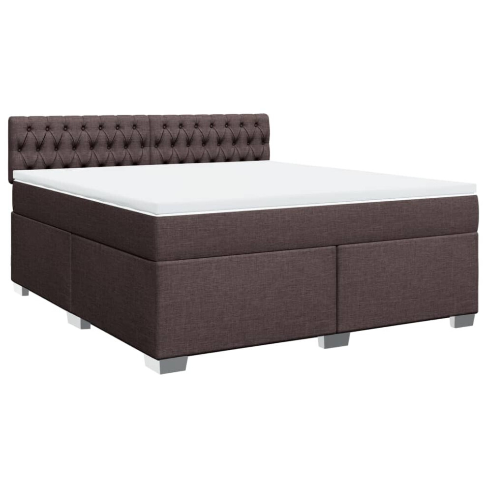 vidaXL Box Spring Bed with Mattress Bed Frame Dark Brown 180x200 cm Fabric