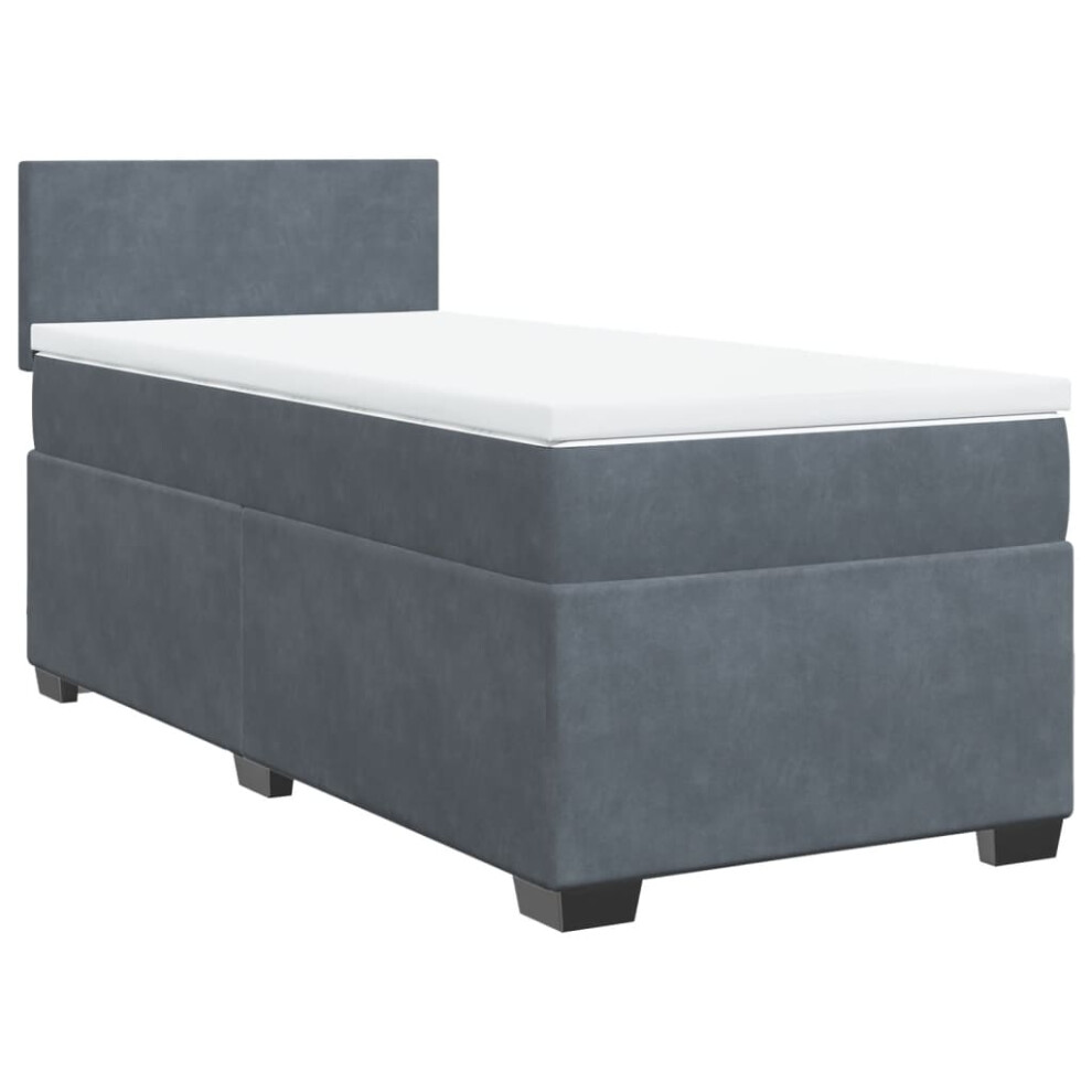 vidaXL Box Spring Bed with Mattress Home Bed Frame Dark Grey 100x200 cm Velvet