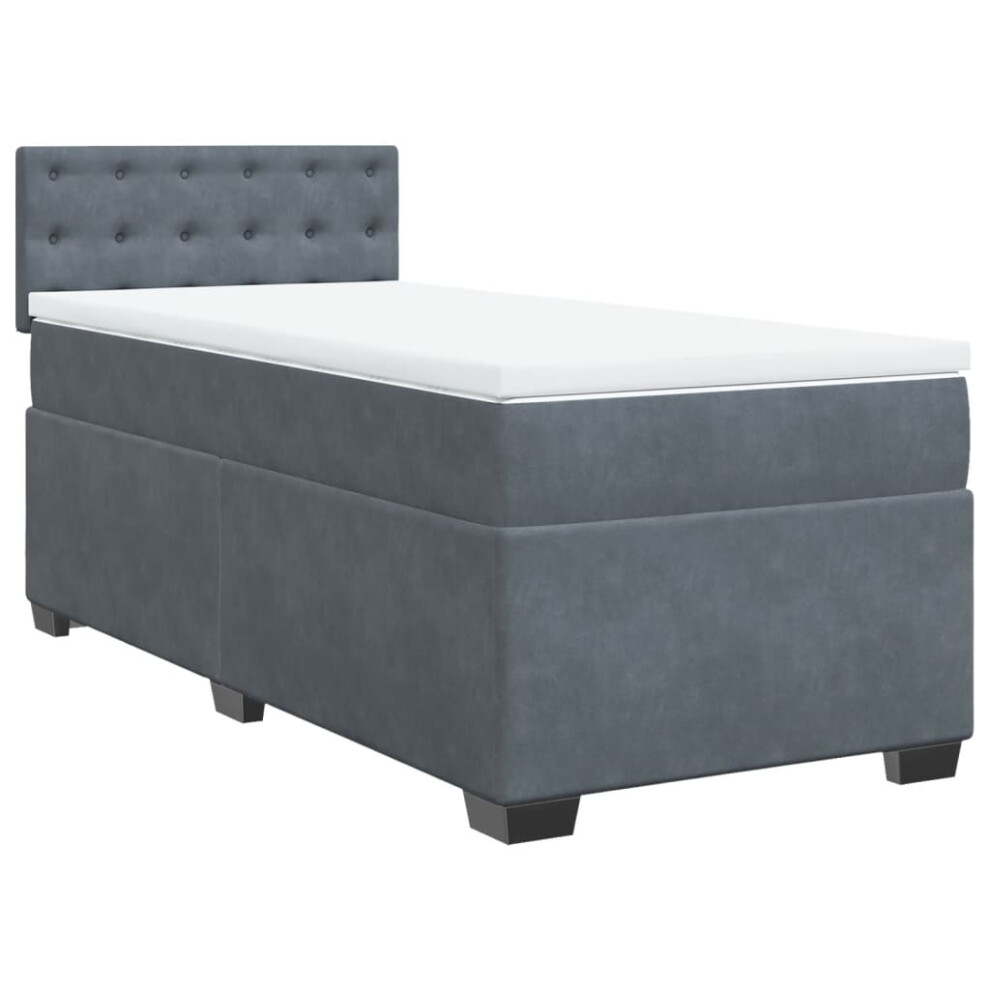 vidaXL Box Spring Bed with Mattress Home Bed Frame Dark Grey 90x200 cm Velvet