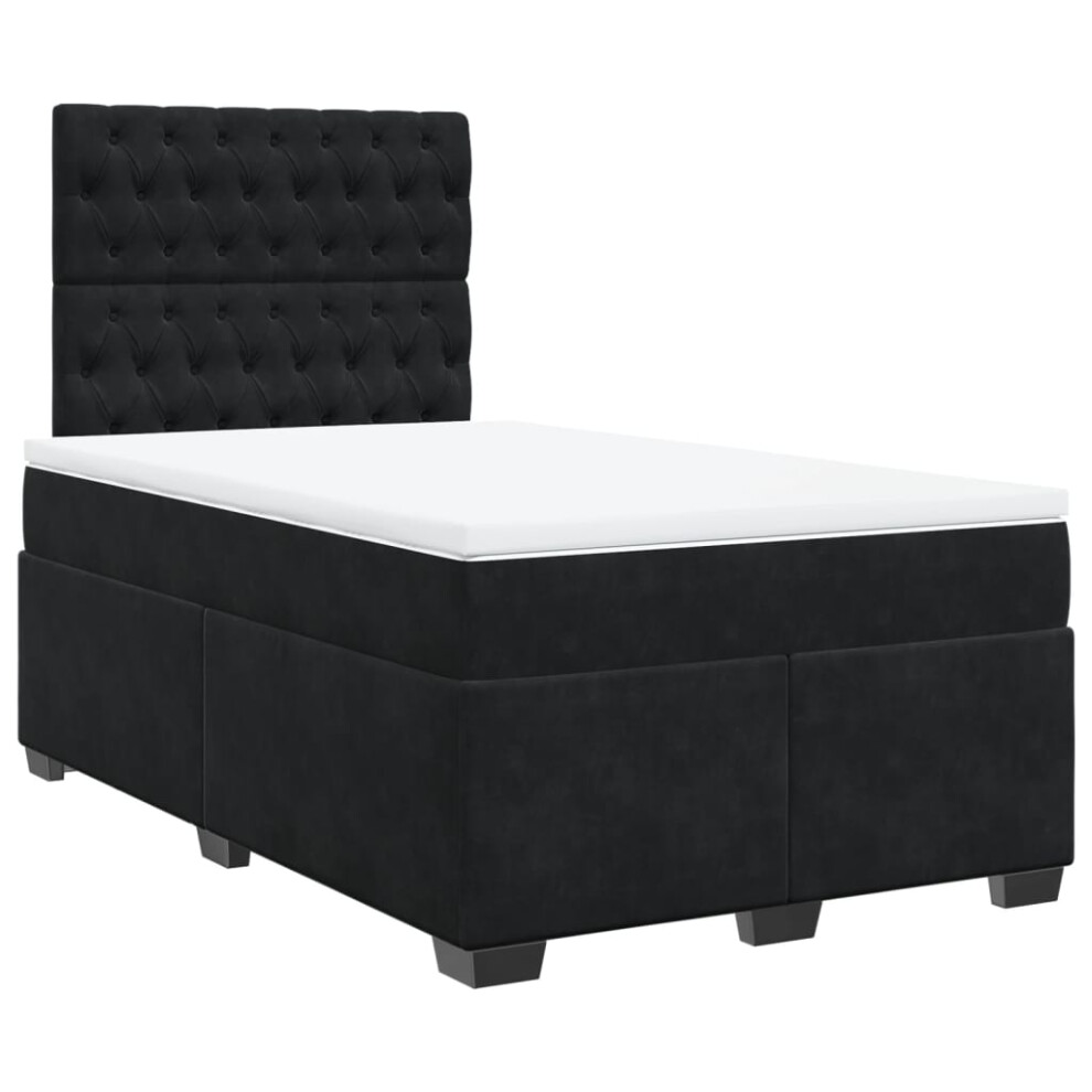 vidaXL Box Spring Bed with Mattress Bed Black 120x190 cm Small Double Velvet