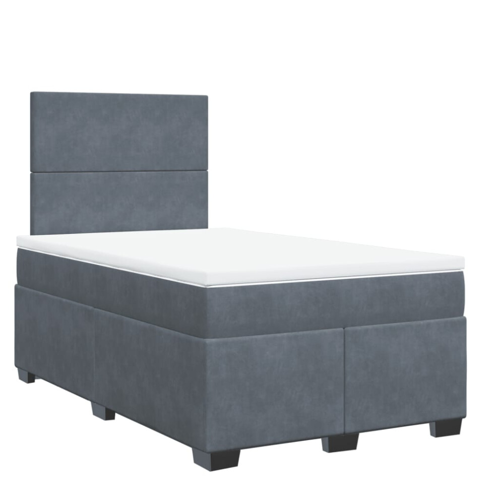 vidaXL Box Spring Bed with Mattress Dark Grey 120x190 cm Small Double Velvet