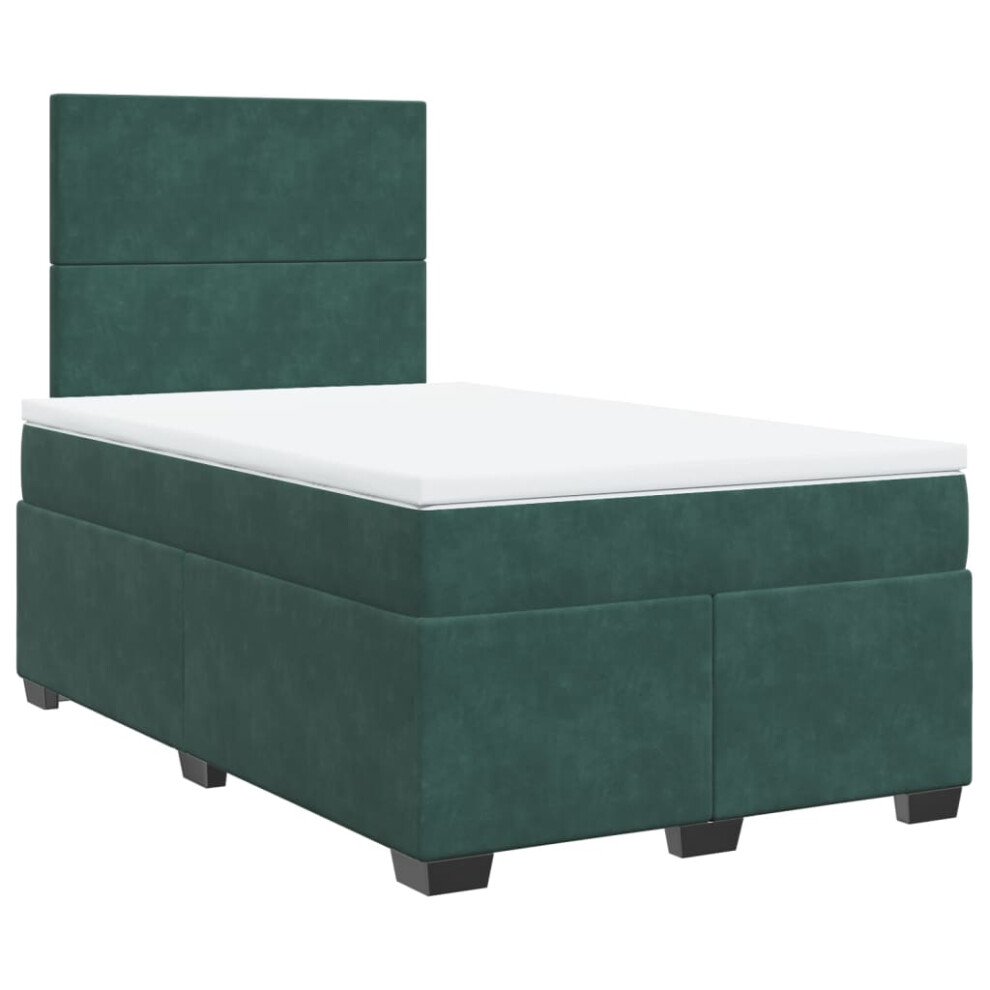 vidaXL Box Spring Bed with Mattress Bed Base Dark Green 120x200 cm Velvet