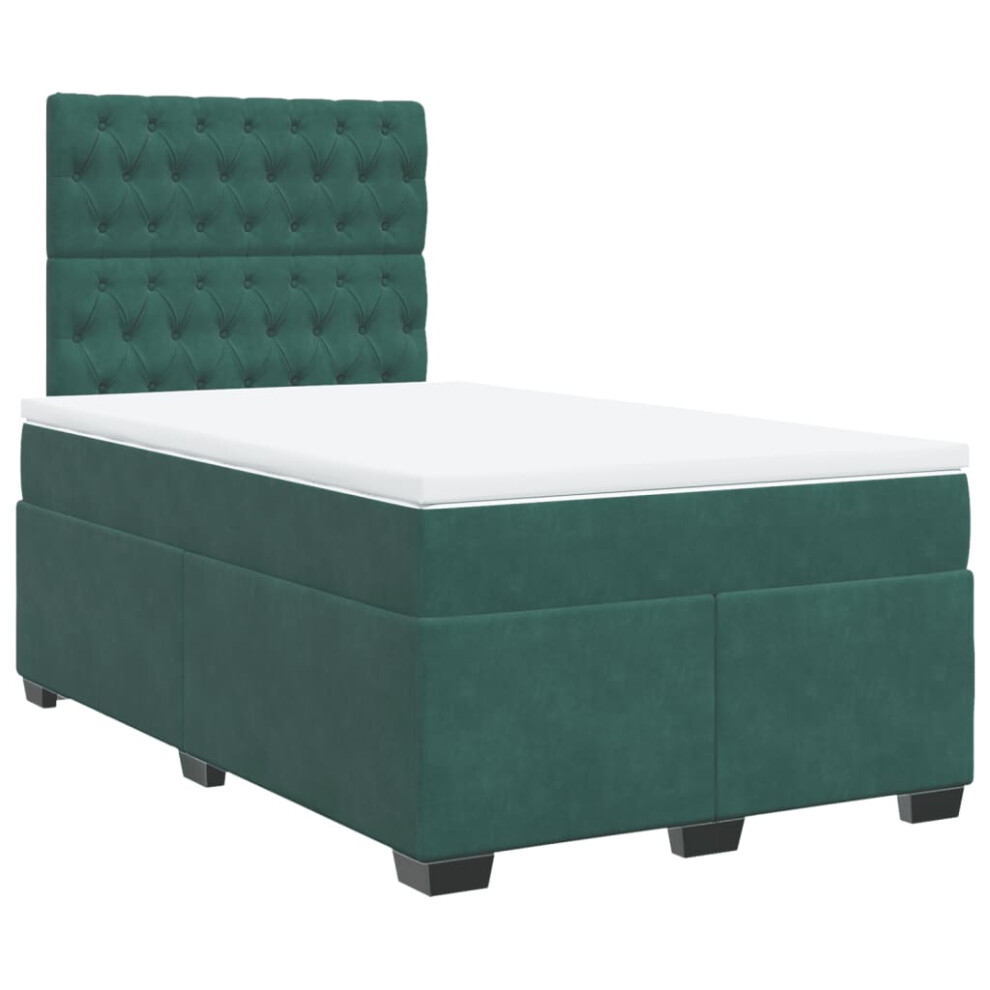 vidaXL Box Spring Bed with Mattress Bed Base Dark Green 120x200 cm Velvet