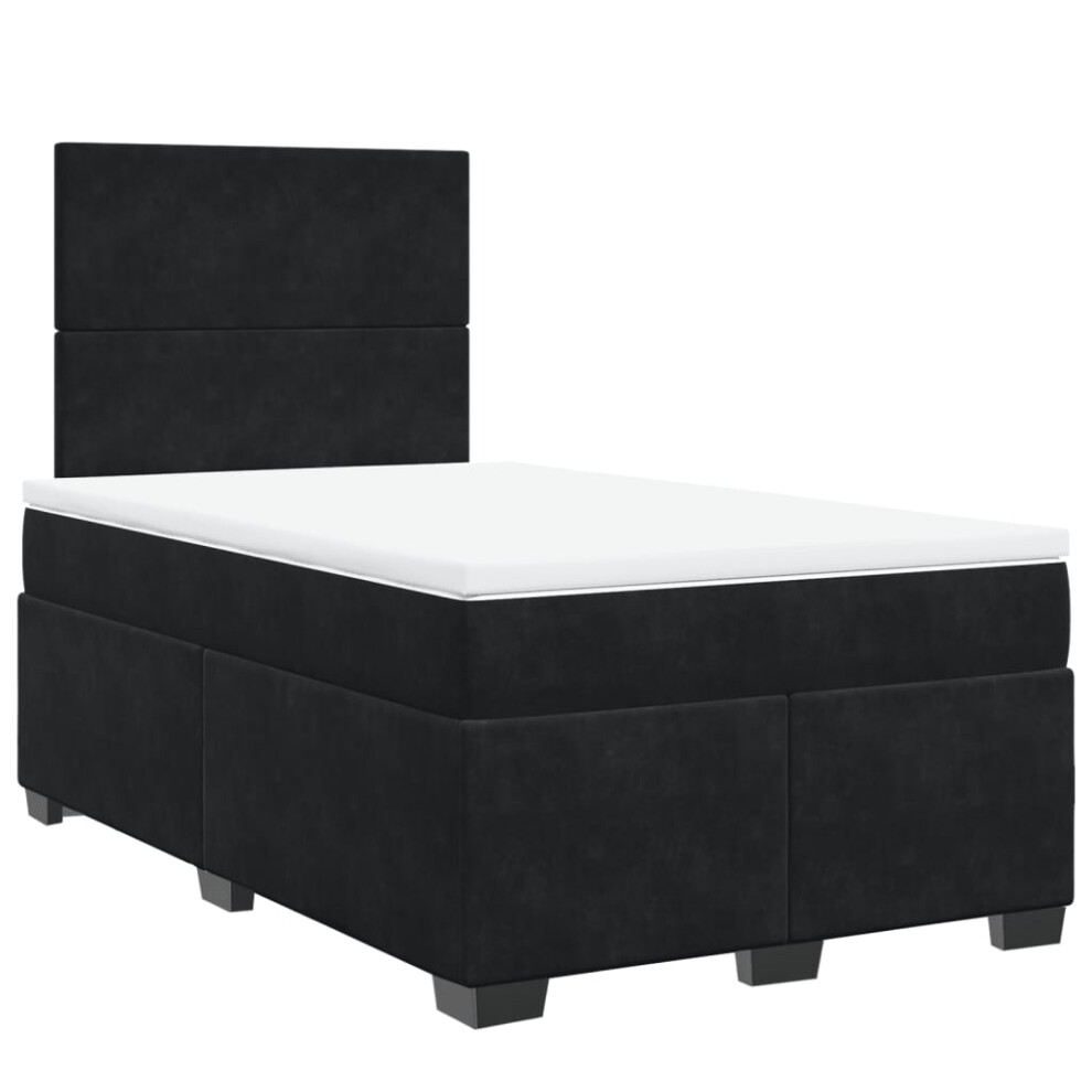 vidaXL Box Spring Bed with Mattress Bed Black 120x190 cm Small Double Velvet