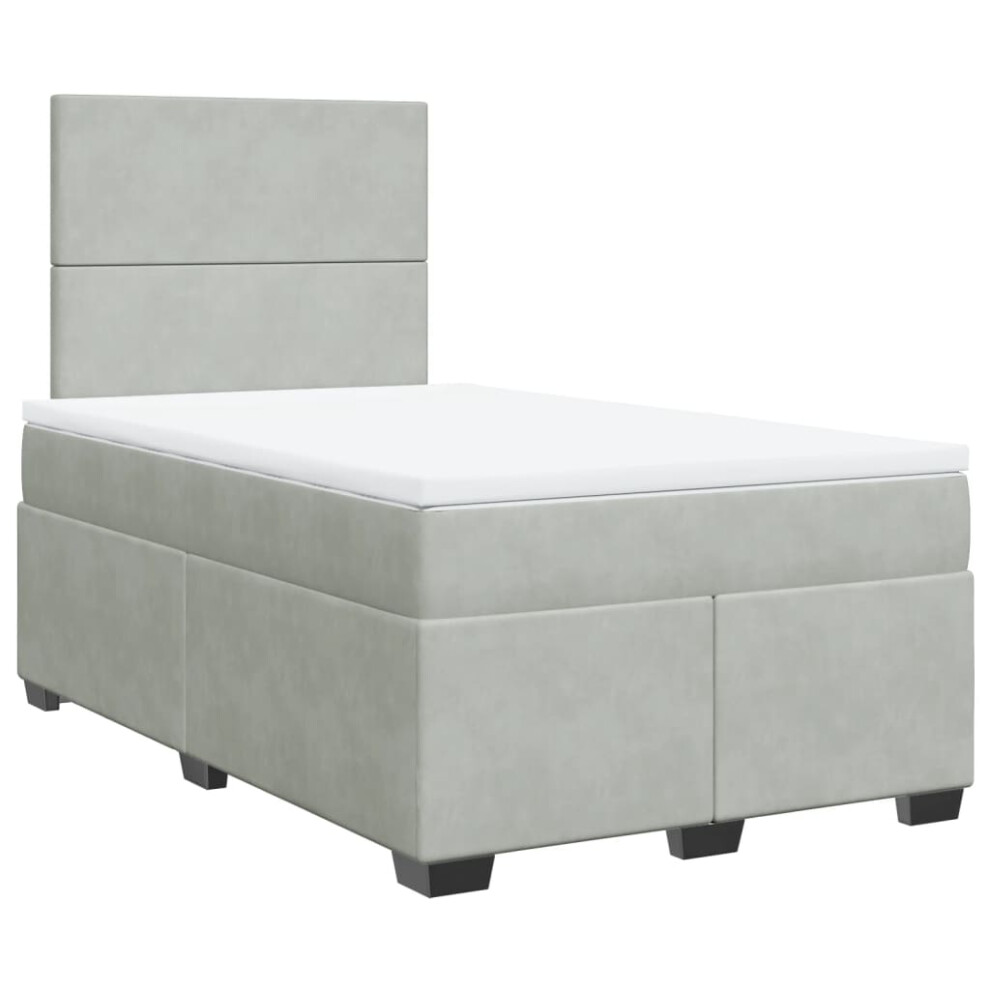 vidaXL Box Spring Bed with Mattress Light Grey 120x190 cm Small Double Velvet