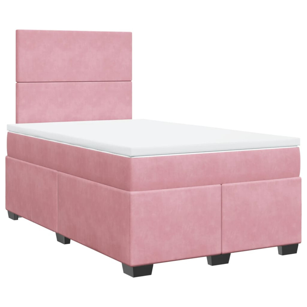 vidaXL Box Spring Bed with Mattress Bed Pink 120x190 cm Small Double Velvet