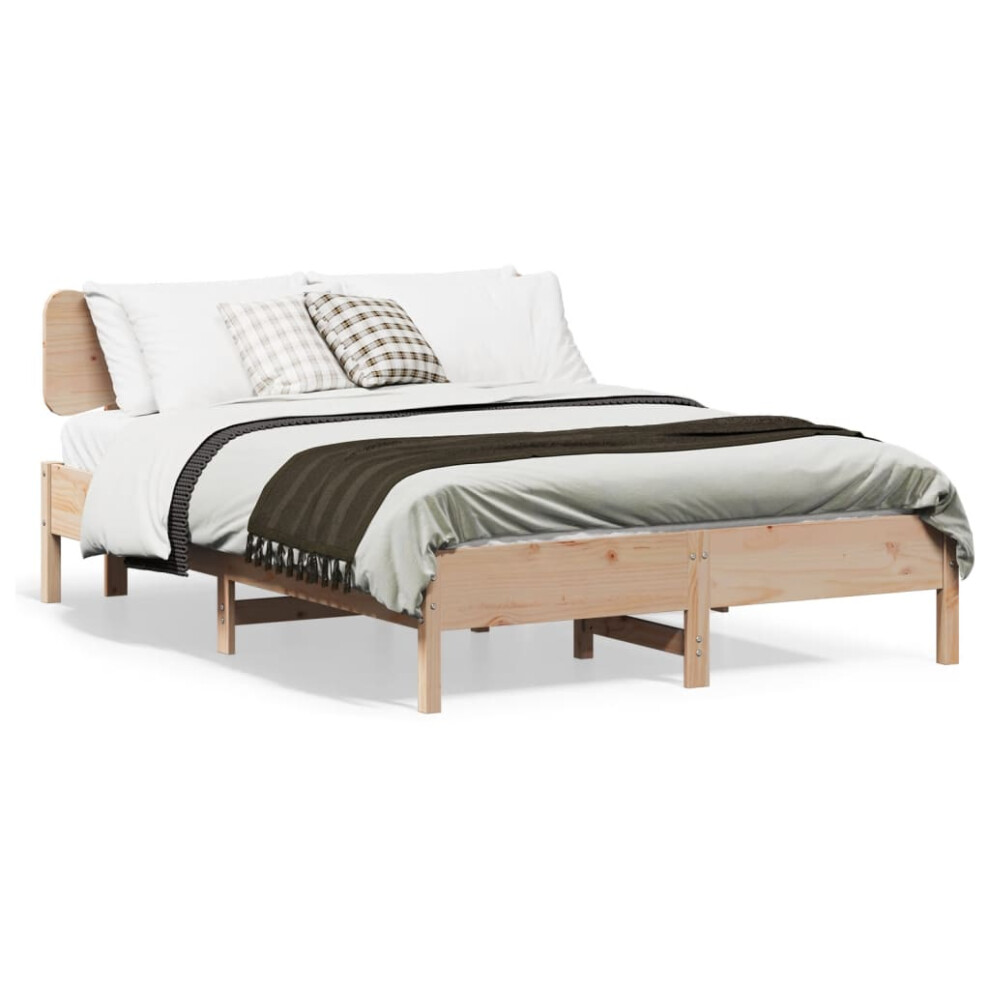 (natural, 150 x 200 cm) vidaXL Bed Frame without Mattress Bed Solid Wood Pine