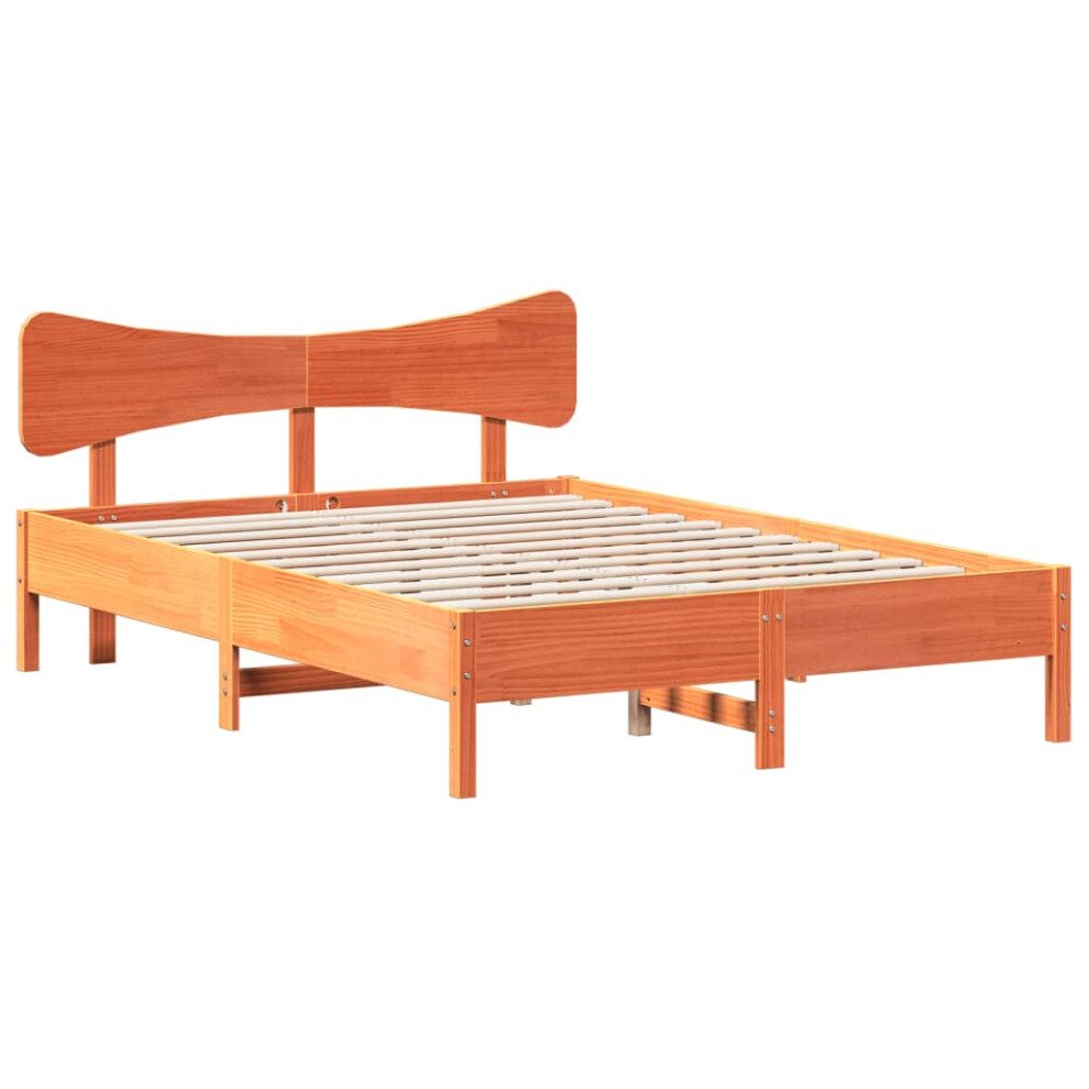 (wax brown, 140 x 200 cm) vidaXL Bed Frame without Mattress Bed Solid Wood Pine