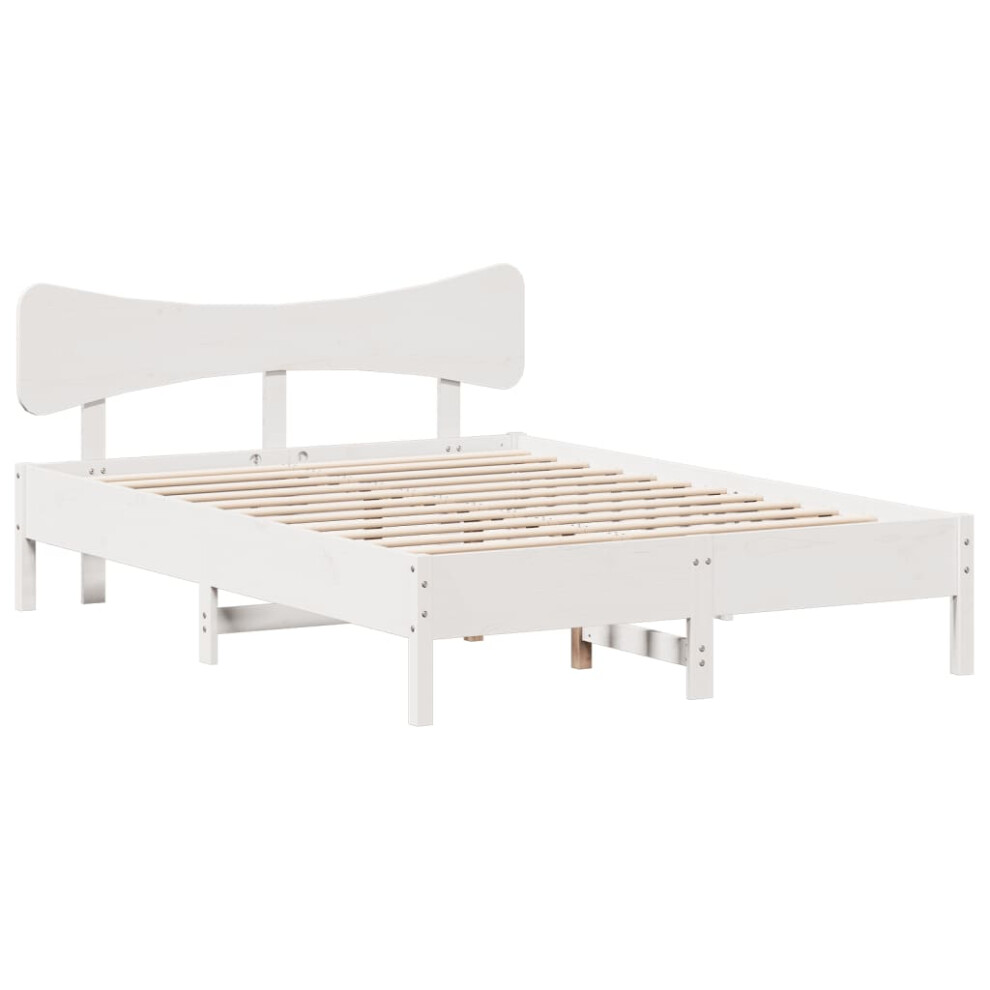 (white, 135 x 190 cm) vidaXL Bed Frame without Mattress Bed Solid Wood Pine