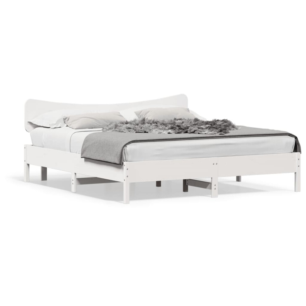 (white, 160 x 200 cm) vidaXL Bed Frame without Mattress Bed Solid Wood Pine