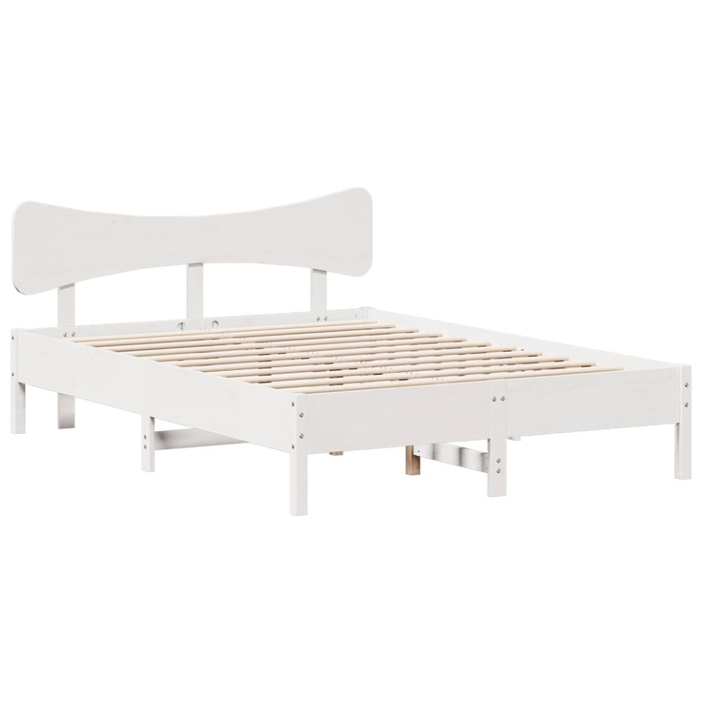 (white, 140 x 190 cm) vidaXL Bed Frame without Mattress Bed Solid Wood Pine