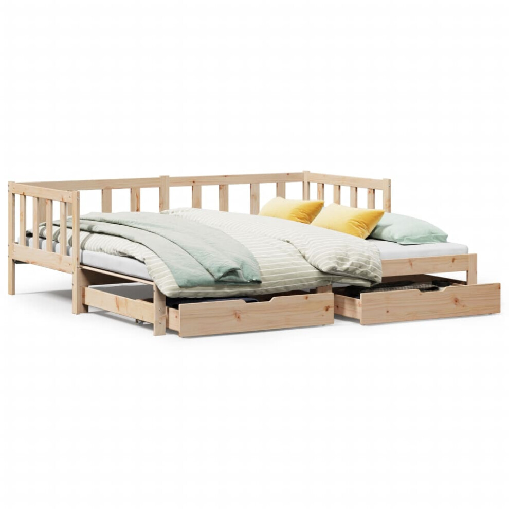 vidaXL Daybed with Trundle and Drawers Sofa Bed 90x200 cm Solid Wood Pine