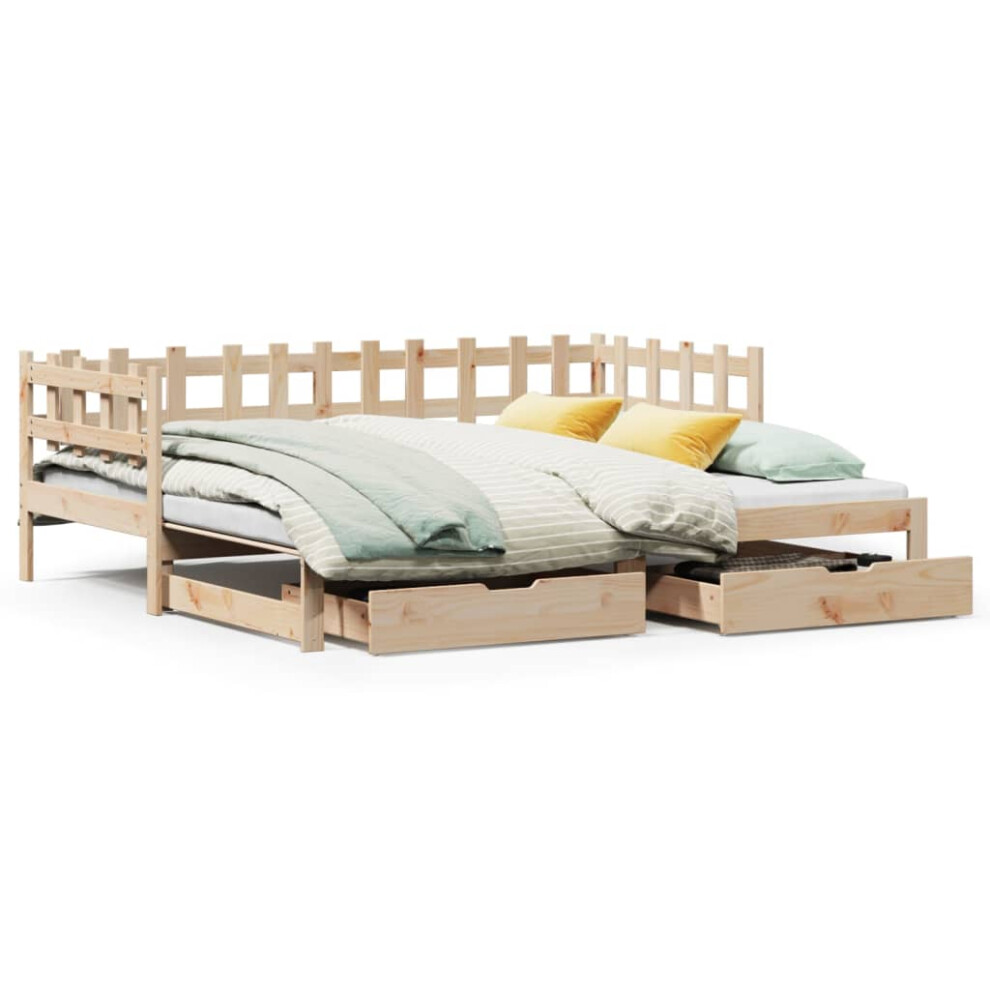 Vidaxl Daybed With Trundle And Drawers Sofa Bed 80X200 Cm Solid Wood Pine