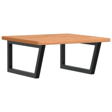vidaXL Basin Shelf Wall Mounted Bathroom Countertop Steel and Solid Wood Beech