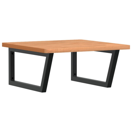 VidaXL vidaXL Basin Shelf Wall Mounted Bathroom Countertop Steel and Solid Wood Beech