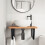 VidaXL vidaXL Basin Shelf Wall Mounted Bathroom Countertop Steel and Solid Wood Beech 3