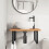 VidaXL vidaXL Basin Shelf Wall Mounted Bathroom Countertop Steel and Solid Wood Beech 3