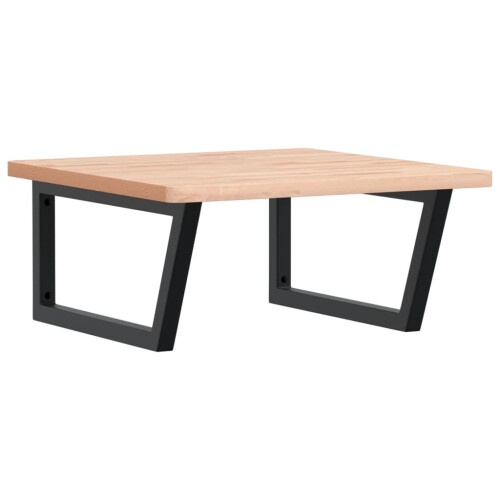 VidaXL vidaXL Basin Shelf Wall Mounted Bathroom Countertop Steel and Solid Wood Beech