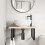 VidaXL vidaXL Basin Shelf Wall Mounted Bathroom Countertop Steel and Solid Wood Beech 3