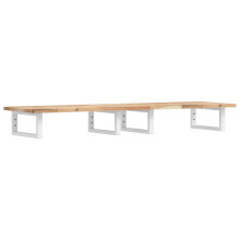 vidaXL Basin Shelf Wall Mounted Bathroom Countertop Steel & Solid Wood Acacia