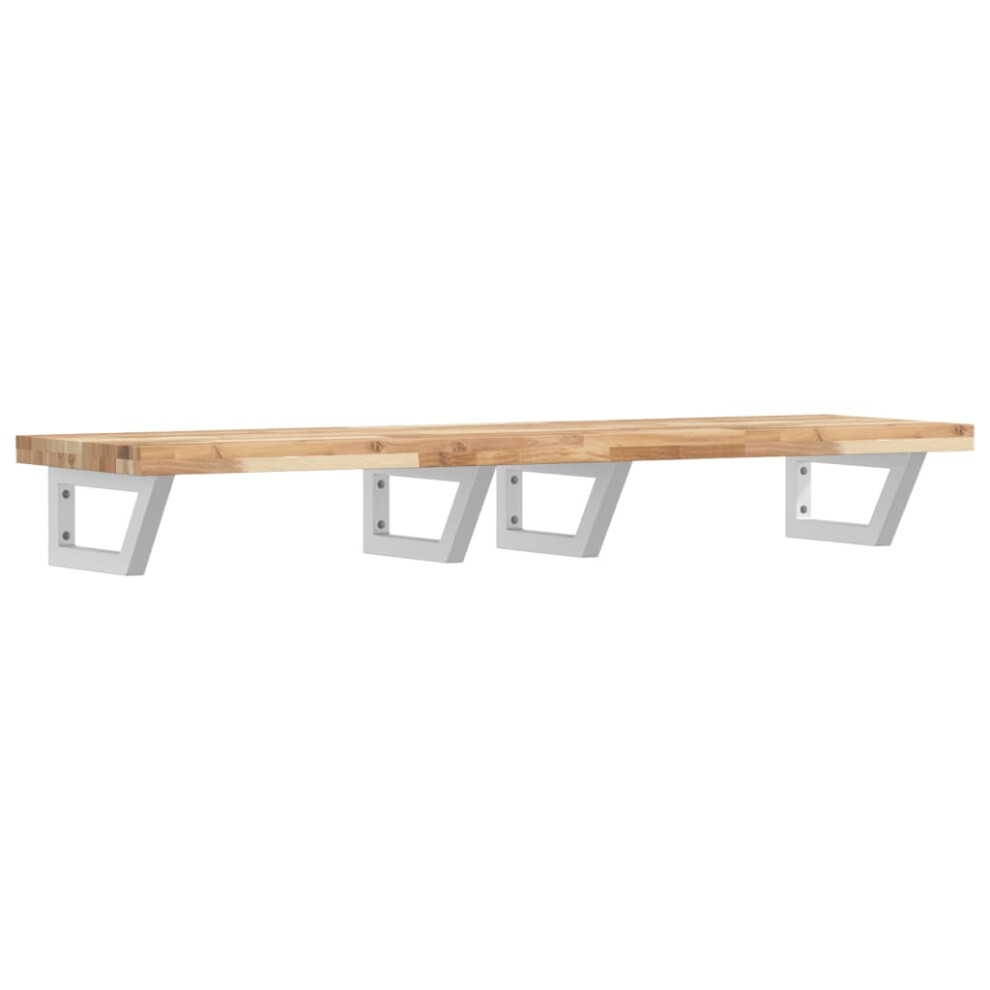 Vidaxl Basin Shelf Wall Mounted Bathroom Countertop Steel & Solid Wood Acacia