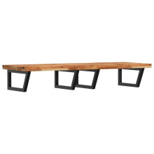 vidaXL Basin Shelf Wall Mounted Bathroom Countertop Steel & Solid Wood Acacia