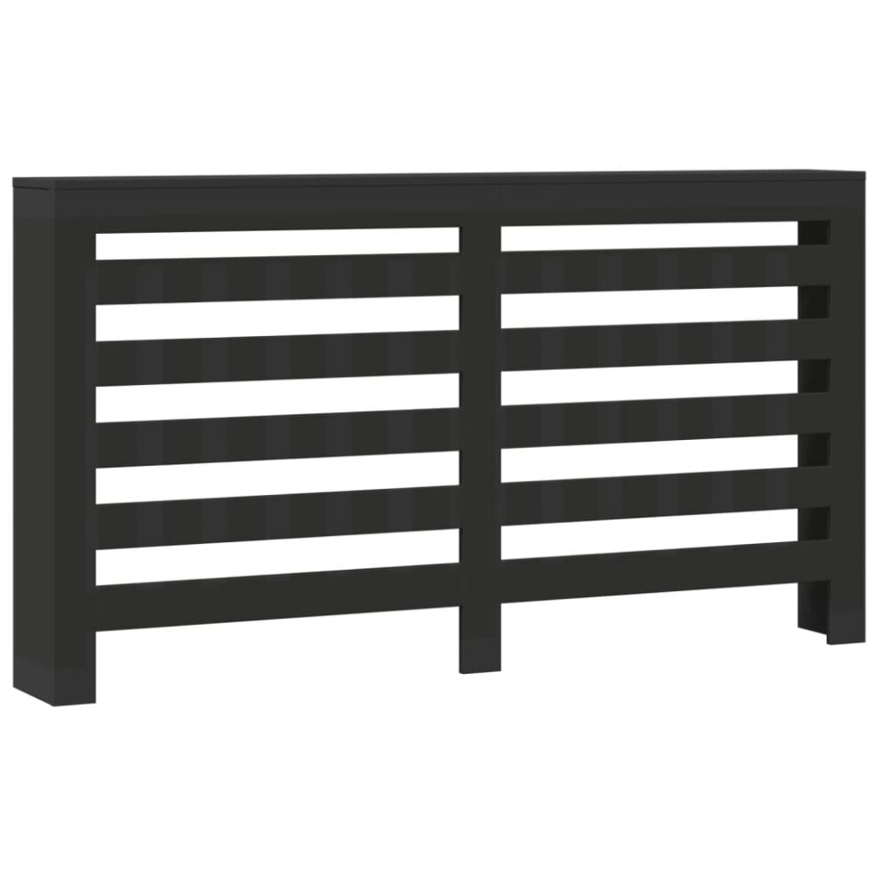 Vidaxl Radiator Cover Heater Cover Slats Radiator Shelf Black Engineered Wood