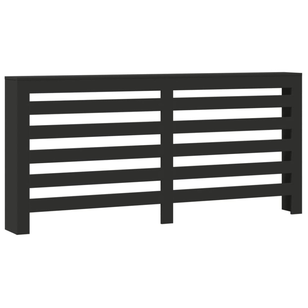 Vidaxl Radiator Cover Heater Cover Slats Radiator Shelf Black Engineered Wood