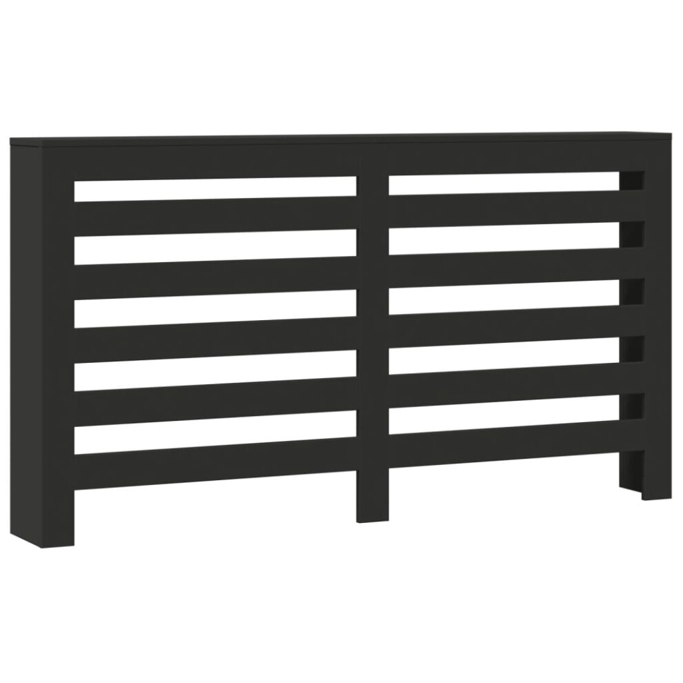 vidaXL Radiator Cover Heater Cover Slats Radiator Shelf Black Engineered Wood