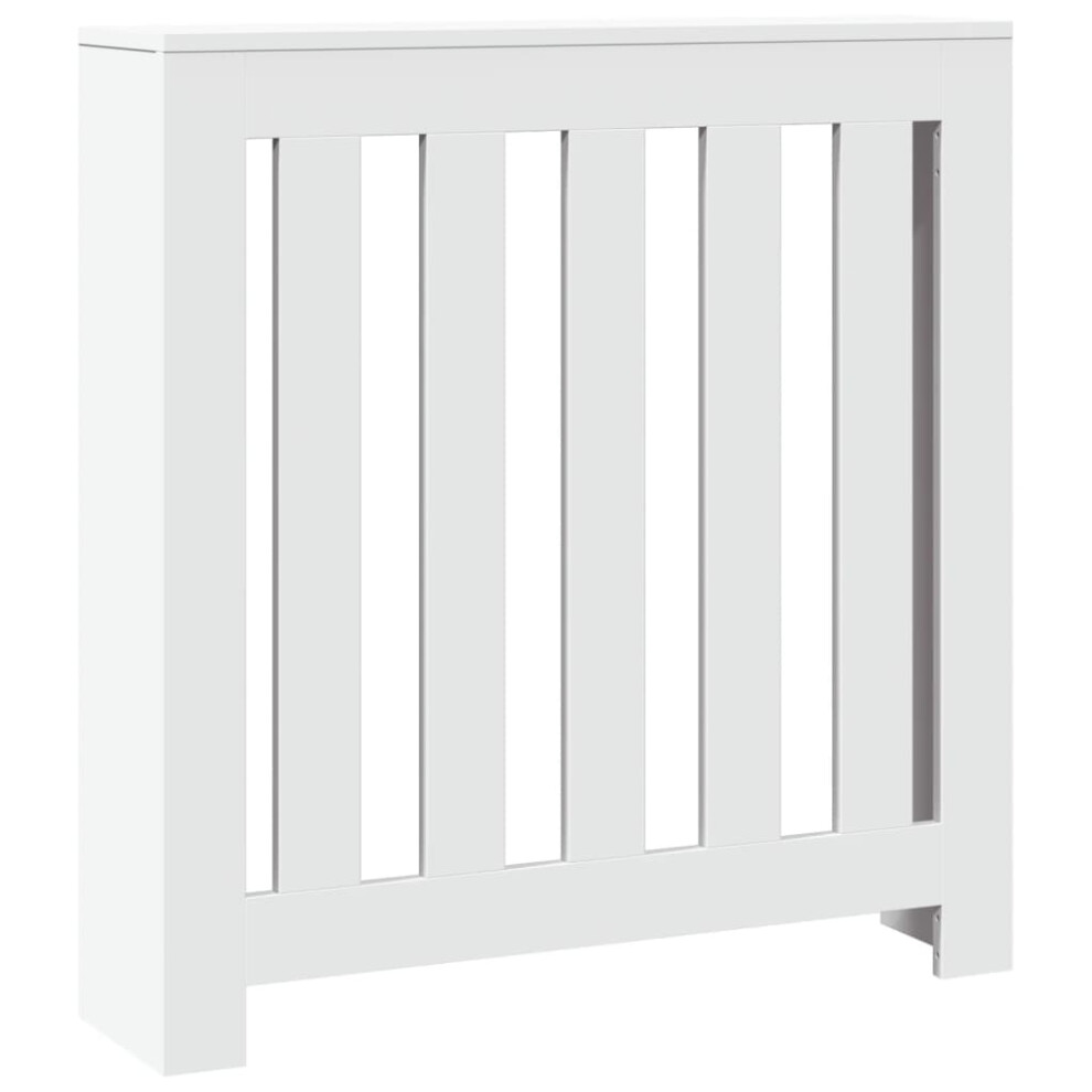 Vidaxl Radiator Cover Heater Cover Slats Radiator Shelf Engineered Wood White