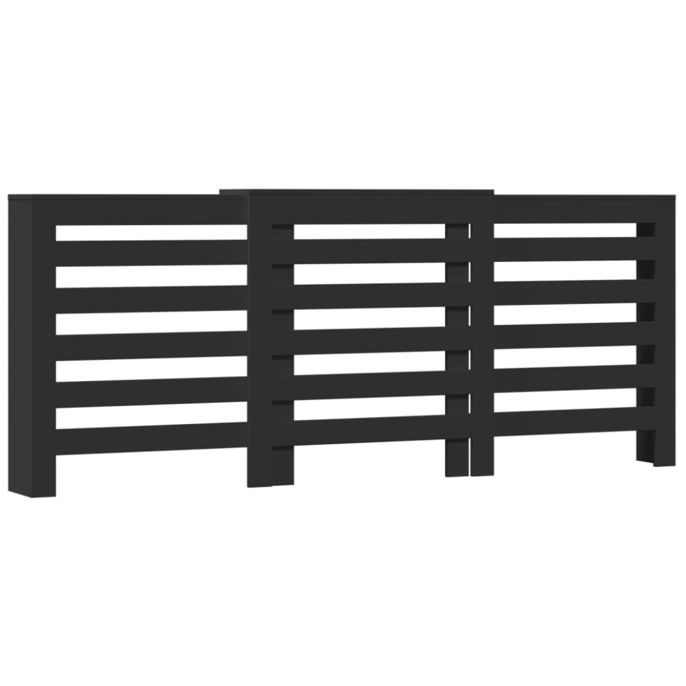 vidaXL Radiator Cover Heater Cover Slats Radiator Shelf Black Engineered Wood