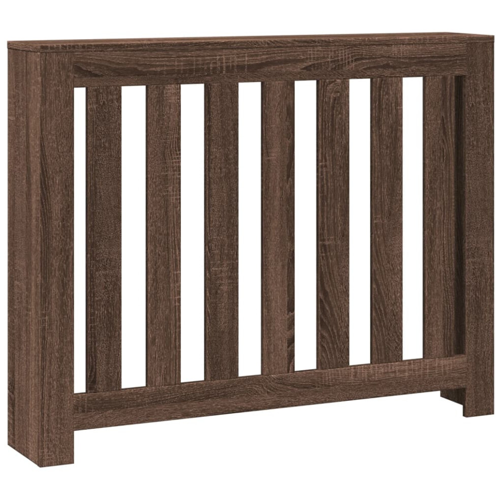 vidaXL Radiator Cover with Shelf - Brown Oak Engineered Wood, 104 x 20 x 82 cm, Vertical Slats-image-OPC-PFJZHN8-NEW