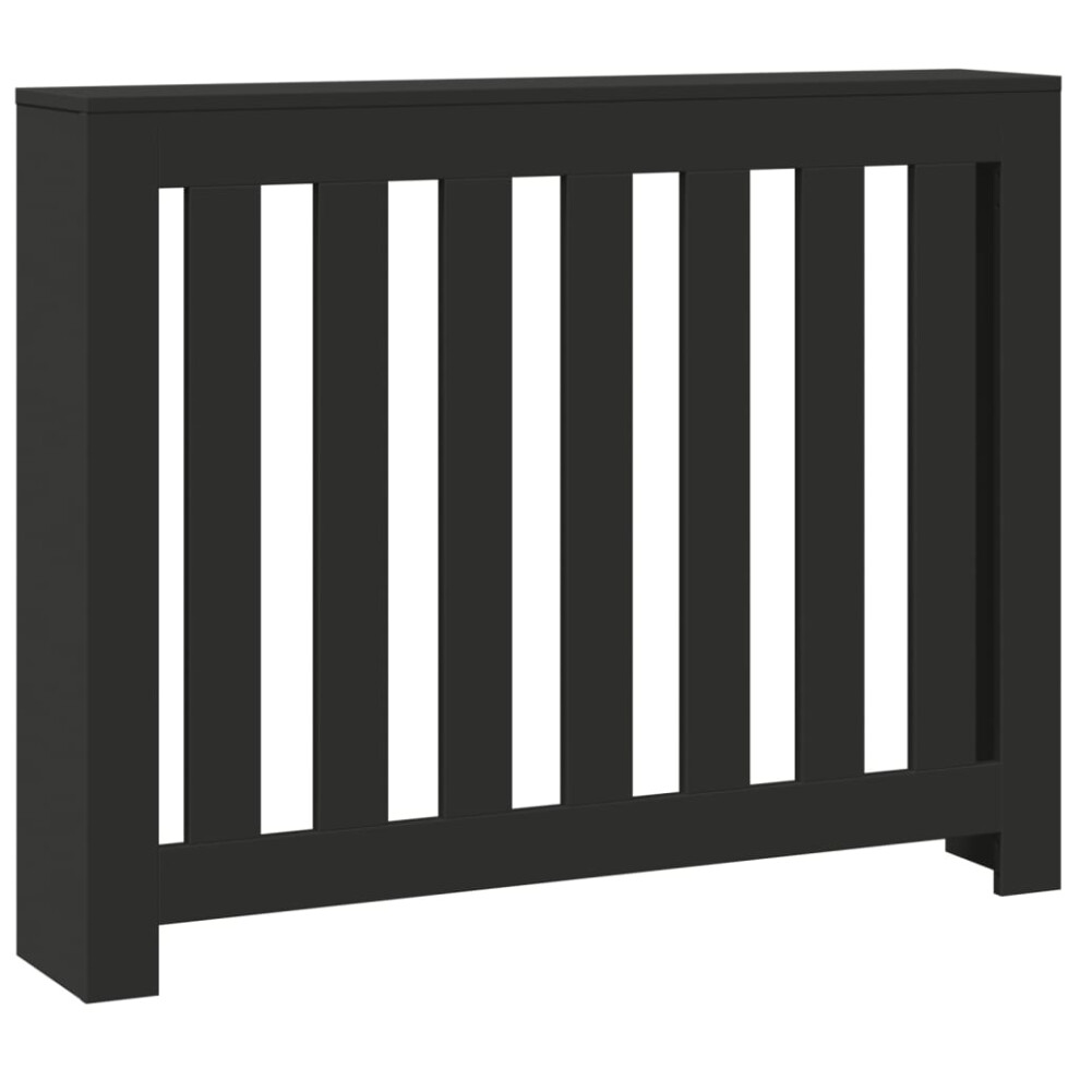 Vidaxl Radiator Cover Heater Cover Slats Radiator Shelf Engineered Wood Black