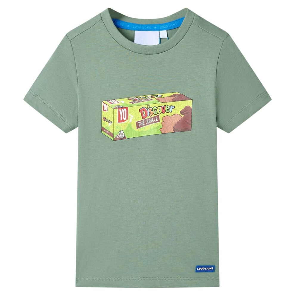 Kids' T-shirt with Short Sleeves Tee Children T Shirt Toddler Top Khaki 140