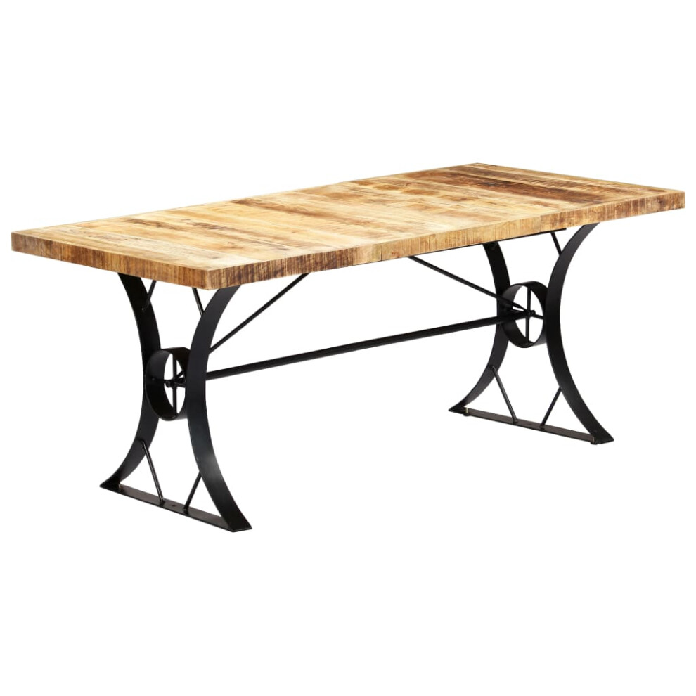 Vidaxl Solid Mango Wood Dining Table Steel Legs Brown 180Cm Kitchen Table