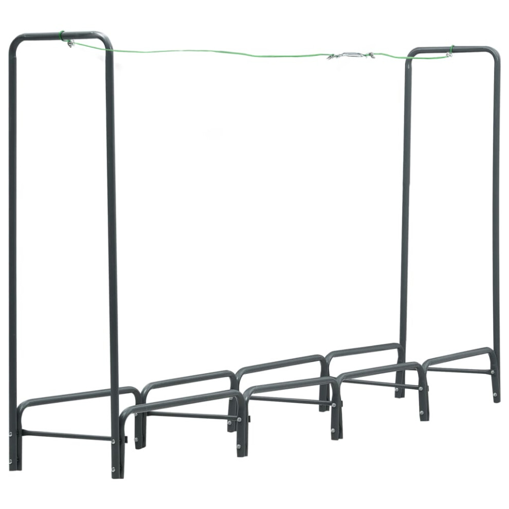 vidaXL Firewood Rack Anthracite Steel Log Holders Stacker Organiser Shelf Unit