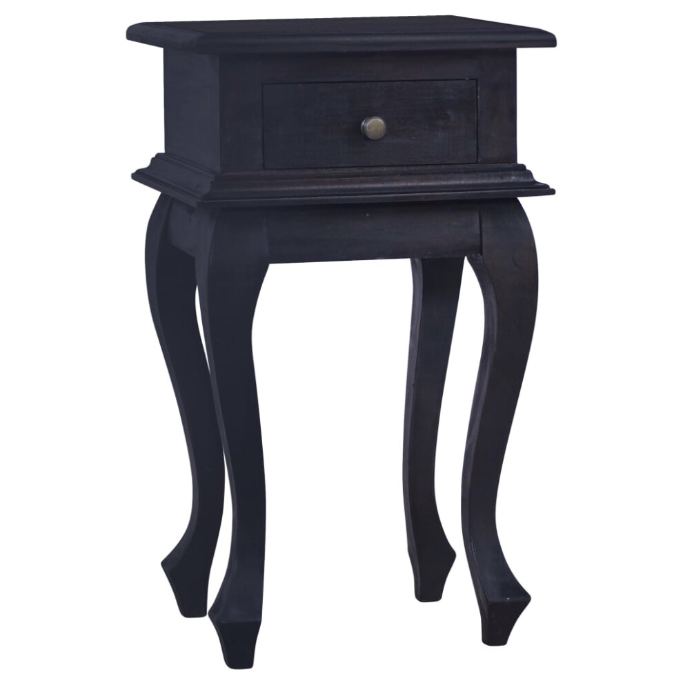 vidaXL Solid Mahogany Wood Bedside Table Light Black Coffee Nightstand Home