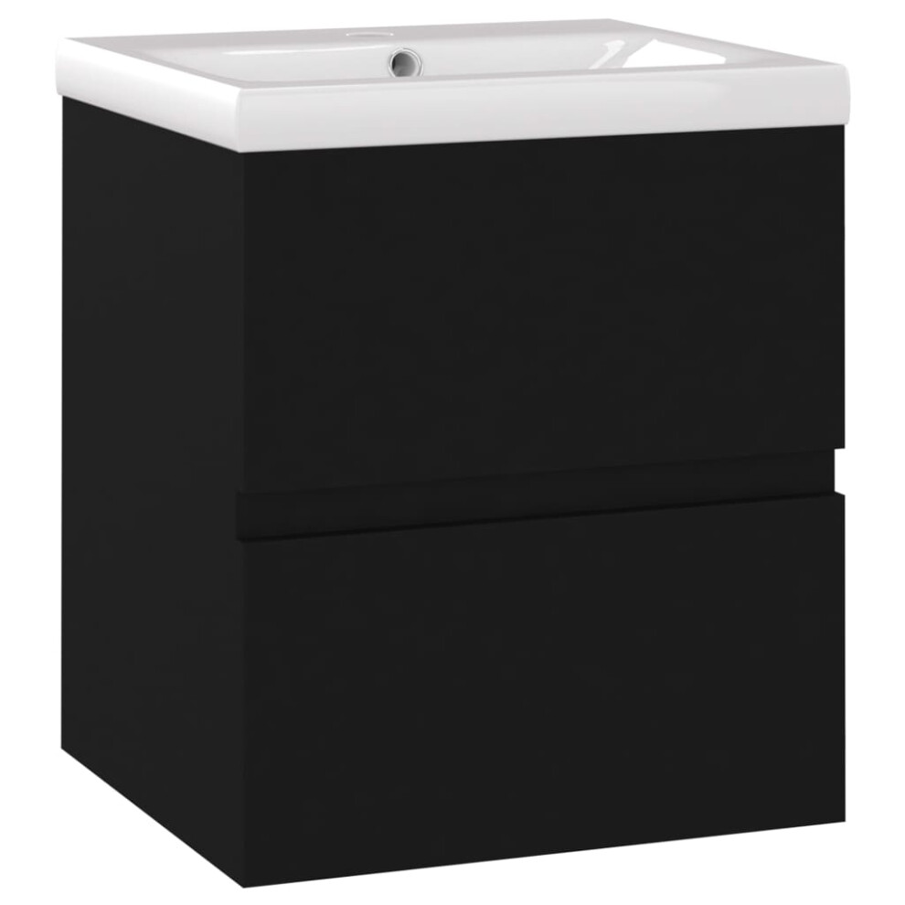 vidaXL Sink Cabinet with Built-in Basin Black Engineered Wood Bathroom Basin