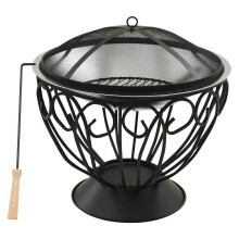 vidaXL 2-in-1 Fire Pit and BBQ with Poker Stainless Steel Patio Garden Furnace