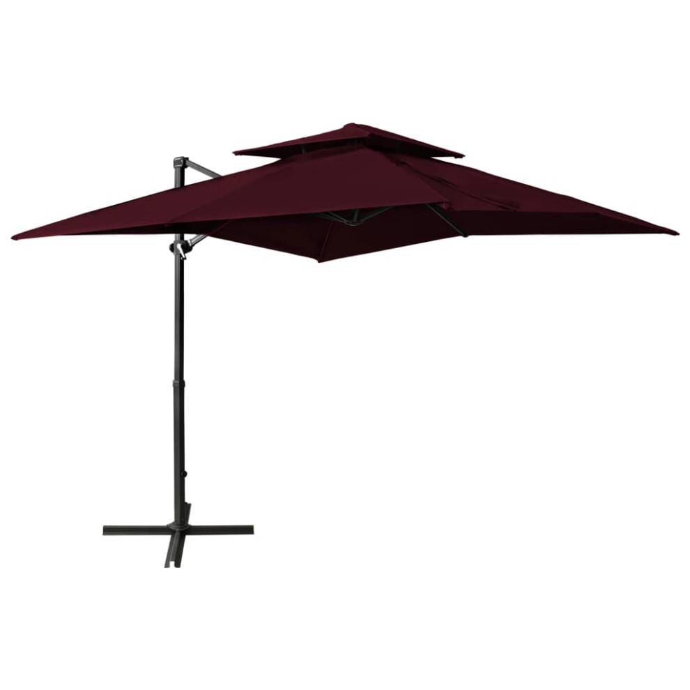 vidaXL Cantilever Garden Parasol with Double Top Outdoor Umbrella Bordeaux Red