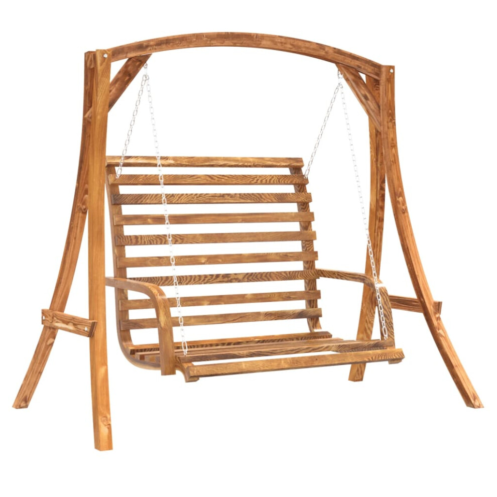 Vidaxl Swing Bench Swing Chair Porch Swing Solid Wood Spruce With Teak Finish