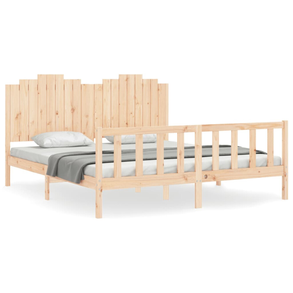 vidaXL Bed Frame with Headboard Home Bed Base 180x200 cm Super King Solid Wood