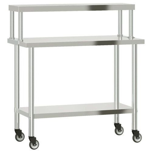 VidaXL vidaXL Kitchen Work Table with Overshelf Prep Catering Table Stainless Steel