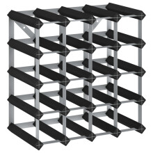 vidaXL Solid Pine Wood Wine Rack for 20 Bottles Black Storage Bottle Holder