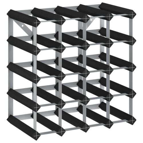 VidaXL vidaXL Solid Pine Wood Wine Rack for 20 Bottles Black Storage Bottle Holder 1