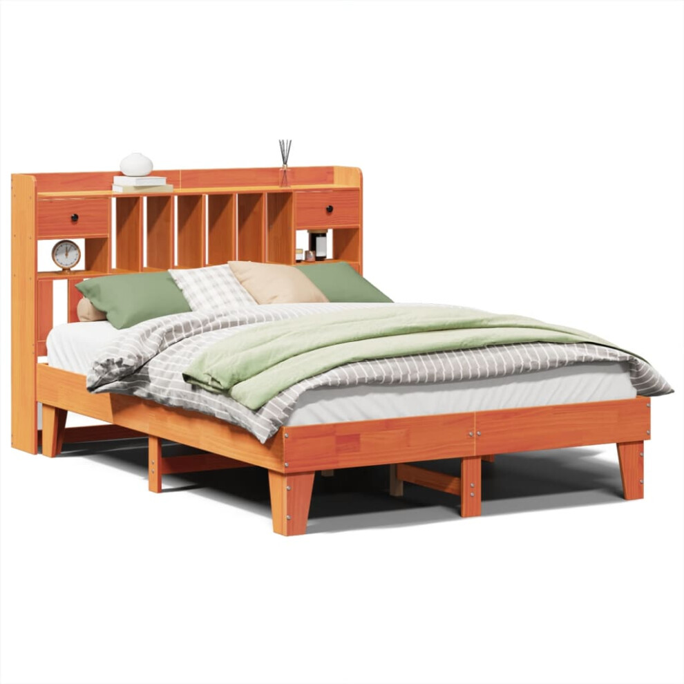 Vidaxl Bed Frame Without Mattress Bed Wax Brown King Size Solid Wood Pine